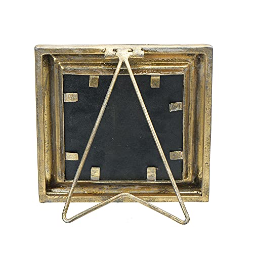 Creative Co-Op Antiqued Gold Square Picture Frame (Holds 3.5" x 3.5" Photo)