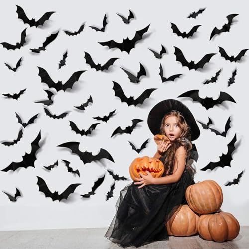 180PCS 3D Halloween Bat Wall Decor – Indoor & Outdoor Stickers