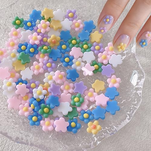 300Pcs Colorful Flower Nail Charms 3D Resin Floral Rhinestones for DIY Nail Art