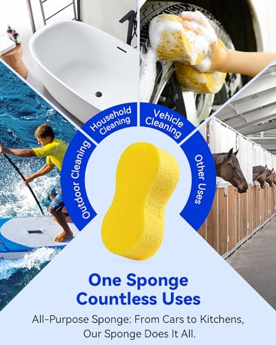 Temede Large Bone Foam Car Wash Sponge - Extra Thick & Multi-Purpose