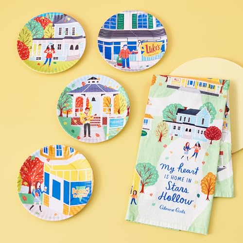 Hallmark Gilmore Girls Appetizer Plates, Set of 4 (Luke's Diner, Doose's Market, Stars Hollow) Mom Gift for Mothers Day