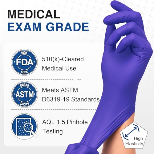 Schneider Medical Nitrile Exam Gloves, Powder-Free, Purple, Medium, 100 Count