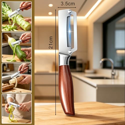 2-in-1 Vegetable Peeler with Wooden Handle & Bottle Opener