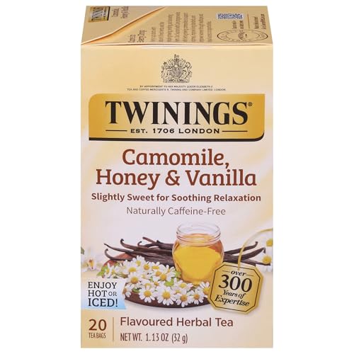 Twinings Camomile, Honey & Vanilla Herbal Tea - 20 Count Individually Wrapped, Caffeine-Free, Hot or Iced
