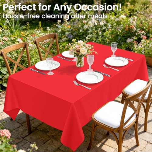 Disposable Red Plastic Tablecloth 54 x 108 Inches - 4 Pack for Parties