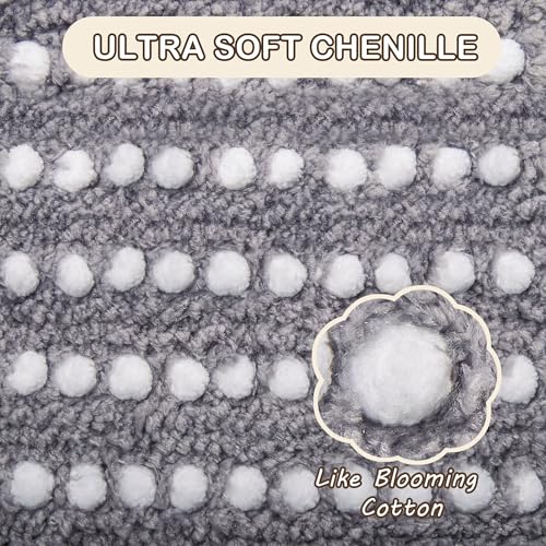 Tyrot Ultra Absorbent Polka Dot Bath Mat, Soft Plush Rug - Grey, 17x24 Inch