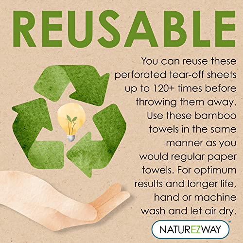 NatureZway Bamboo Perforated Towels - Eco-Friendly Rayon, 25 Sheets