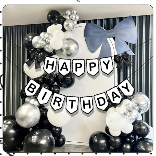 Goth Birthday Banner Set with Black Bows - Easy to Hang Decor