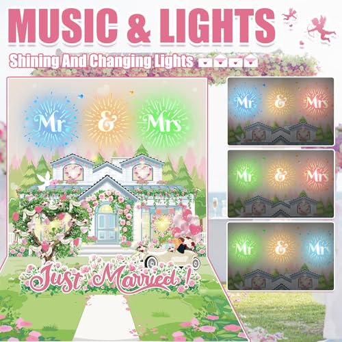 3D Pop-Up Wedding Card with Music & Fireworks - Money Holder