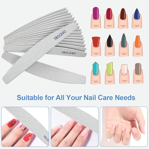 AhaTopia 12-Pack Wooden Nail Files 180/240 Grit Emery Boards