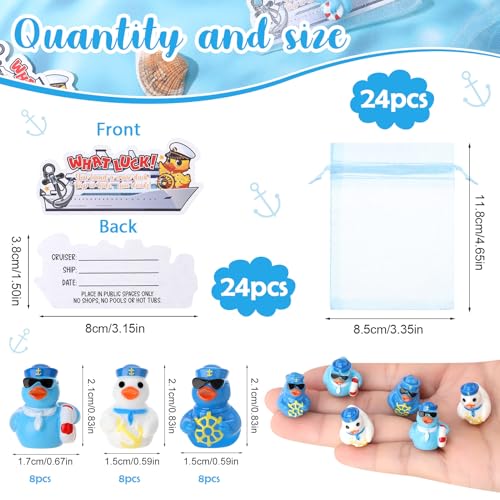 24 Mini Sailor Cruise Ducks with Inspirational Cards & Bags