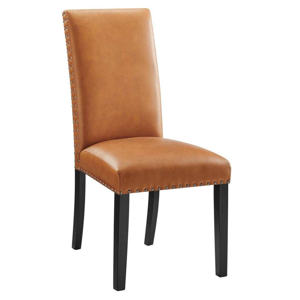 Parcel Dining Faux Leather Side Chair in Tan