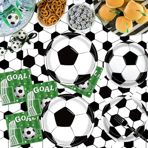 96-Piece Soccer Party Supplies Set - Disposable Tableware for 24 Guests