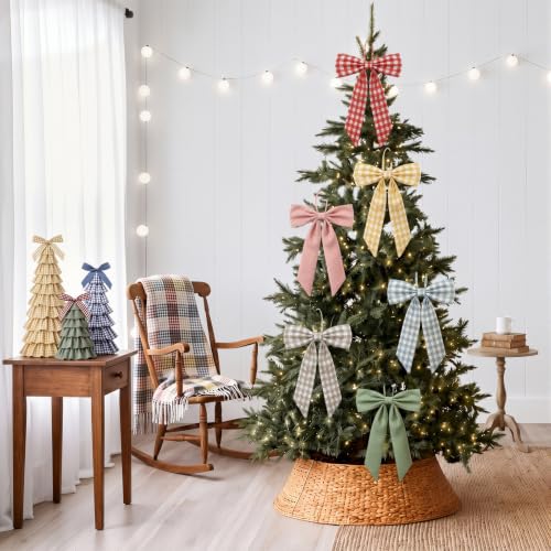 Gingham Bow Christmas Tree Topper 16 x 20 Inch Set - Large Holiday Decor