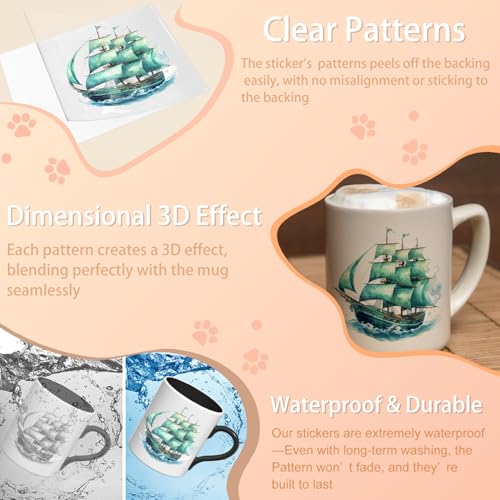24 PCS UV DTF Sailboat Stickers for Mugs & DIY Crafts