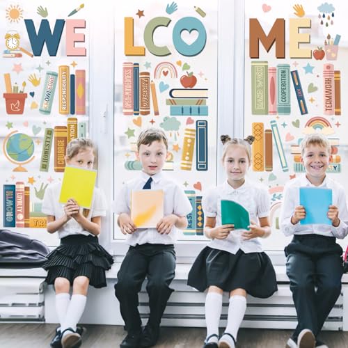 12 Sheet Boho Book Window Clings - Inspirational Classroom Decals