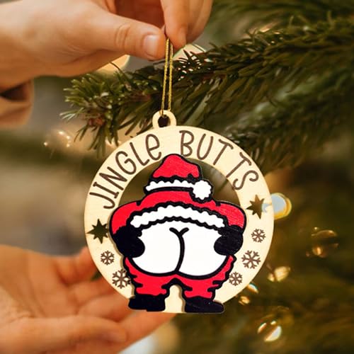 Funny Christmas Ornaments 2025 - Mischievous Santa Wooden Decor