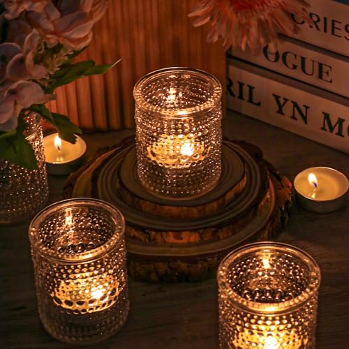 HOXHA 6 Pack Clear Glass Votive Candle Holders - Durable & Versatile