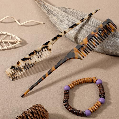 Rat Tail Combs 2-Piece Acetate Hair Parting and Styling Comb Set