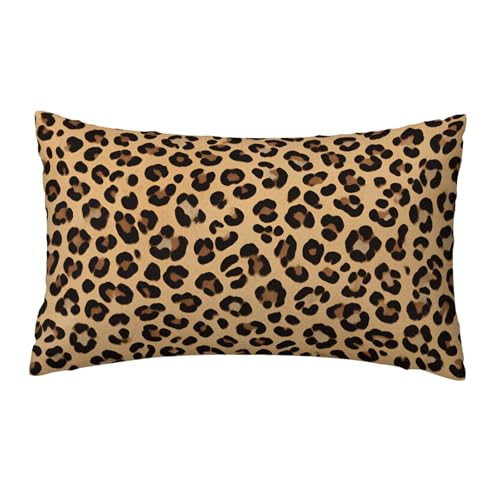 Neutral Animal Print Lumbar Pillow Cover - Cotton Linen 12x20 Inch