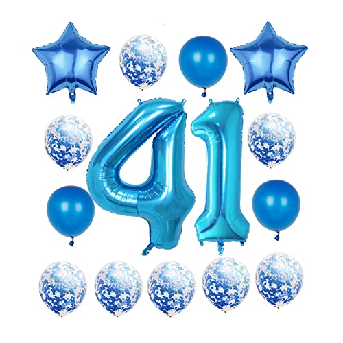 41 Inch Blue Number Balloon Set for 41st Birthday Celebration
