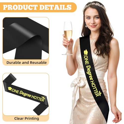 2025 Graduation Sash - Black Satin Congrats Grad Gift for Men & Women