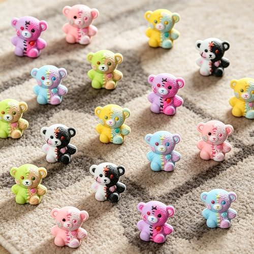 Dark Style 50Pcs Mini Resin Teddy Bear Figurines Set, Decorative Collectibles