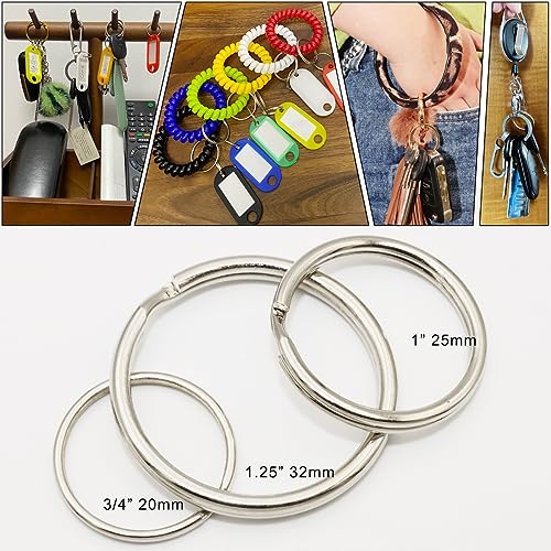 1-Inch Silver Key Rings - 50 Pack Durable Metal Keychains