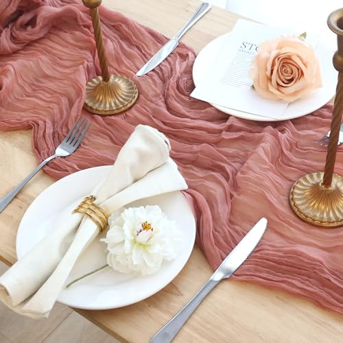 Dusty Pink Cheesecloth Table Runner 120 Inch Boho Wedding Decor - 12 Pack