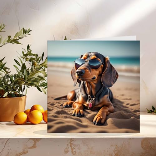 Funny Dachshund Birthday Card - Premium Quality 145mm x 145mm