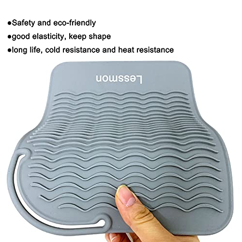 Lessmon Large Heat Resistant Silicone Mat for Hair Styling Tools, 11x7.5 in, Grey
