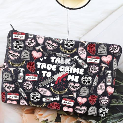 True Crime Makeup Bag Canvas Zipper Cosmetic Pouch for Fans