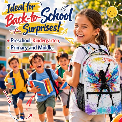 Music Themed Girls School Backpack - Large Capacity Bookbag (Color B)