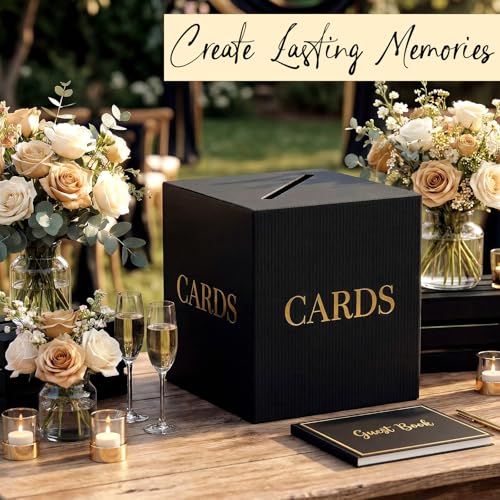 OurWarm Large Black Card Box for Graduation & Anniversary Events