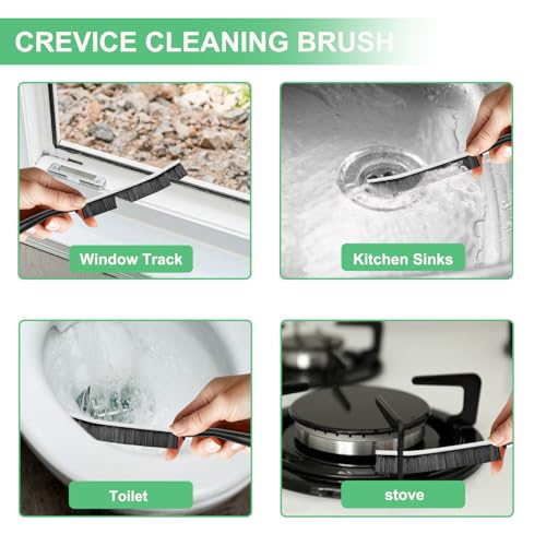 12PCS Crevice & Grout Cleaning Brush Set with Wire & Straw Brushes for Narrow Gaps
