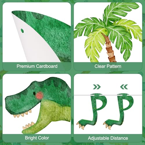 Litmitfu Dinosaur Birthday Banner - DIY Jungle Animal Garland for Dinosaur Themed Party