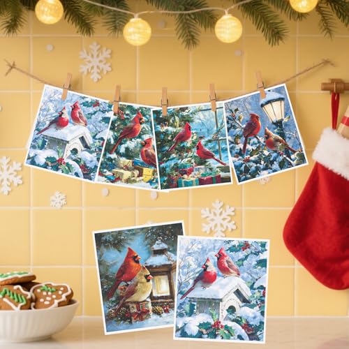 Cardinal Swedish Dishcloths - 6 Pack Reusable Christmas Kitchen Cloths
