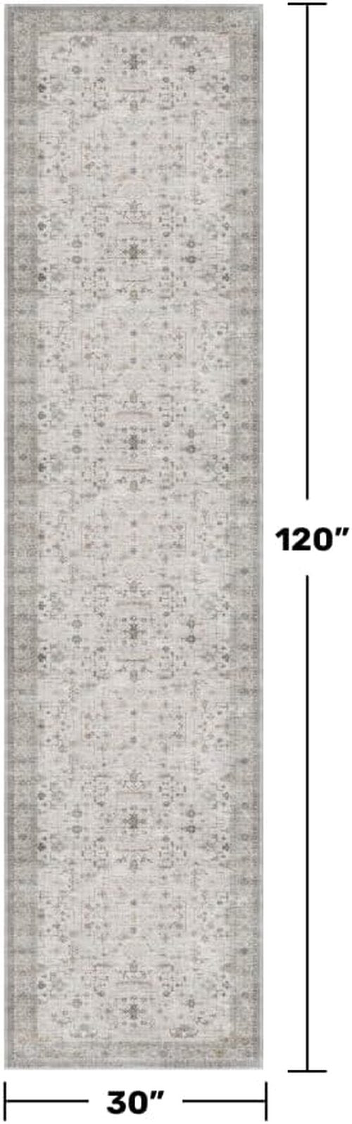 Hazo Haus Hallway Runner Rug - Light Gray Washable, Non-Slip & Stain Resistant | 2'6"x10' for Kitchen & Boho Décor