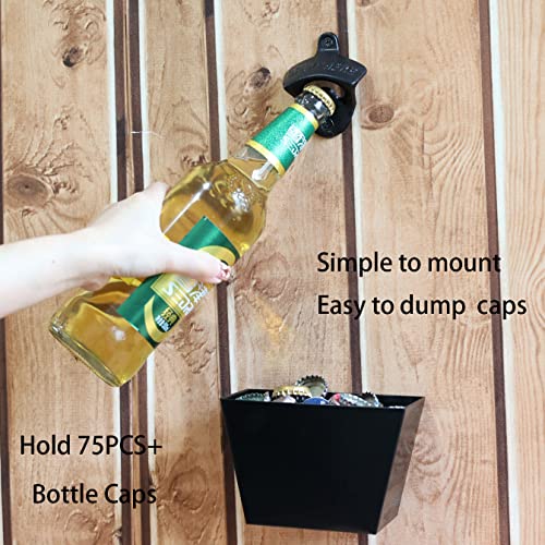 HAIICEN Black Wall Mounted Stainless Steel Bottle Cap Catcher 5" - Holds 75+ Caps