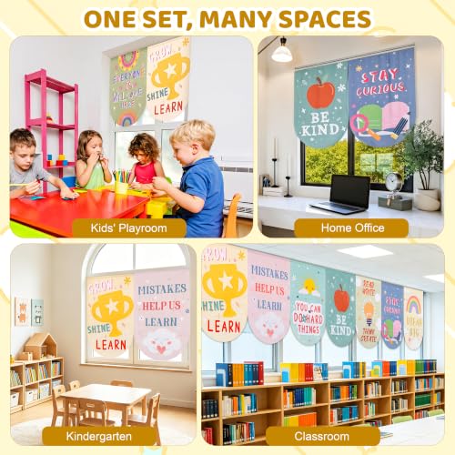 8 Pack Classroom Curtains 36x24 Inches Colorful Boho Motivational Door & Window Covers