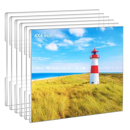 4x4 Vertical Acrylic Picture Frames - Set of 6 Clear Floating Frames