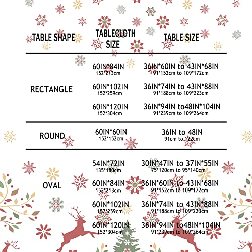Christmas Rectangle Tablecloth 60 x 102 Inches Waterproof Holiday Decor