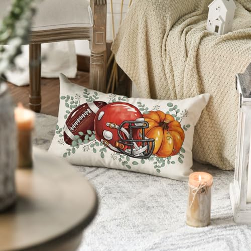 Fall Pumpkin Throw Pillow Cover 12x20 Inch - Eucalyptus Leaves