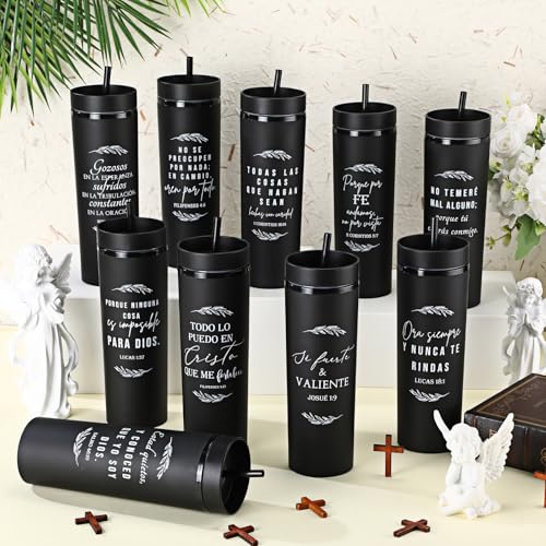 Teenyyou 10 Pcs Christian Bible Verse Tumblers - Leaf Spanish Variation