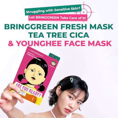 BRING GREEN Tea Tree Cica Soothing Facial Sheet Mask Set 10 Sheets