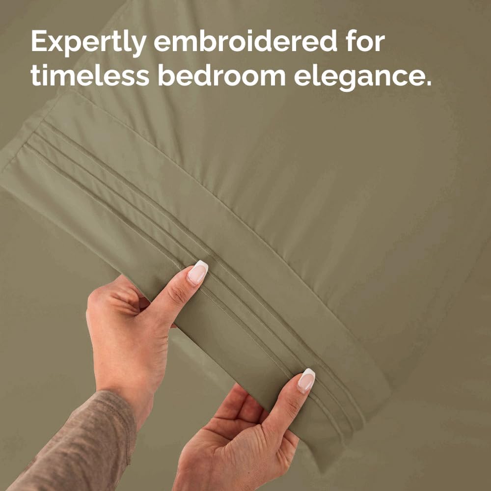 Skiennix Queen Pillow Cases Set of 4 - Ultra Soft Hotel Quality Covers - Wrinkle Free & Fade Resistant - Khaki