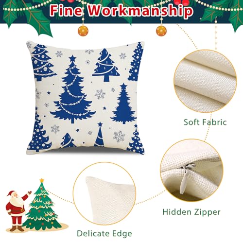Set of 4 Christmas Snowflake Throw Pillow Covers, 18x18 Inch