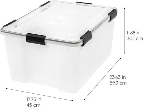 IRIS USA 62.8 Quart Plastic Storage Bins - Durable Lids & Secure Latching Buckles | 4 Pack