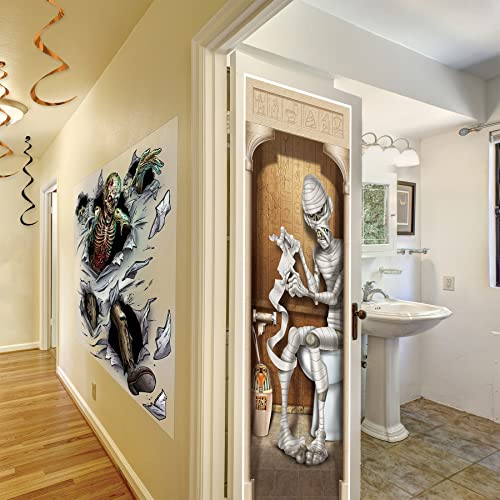 Beistle Mummy Restroom Door Covers - 2-Pack Spooky Halloween Decorations
