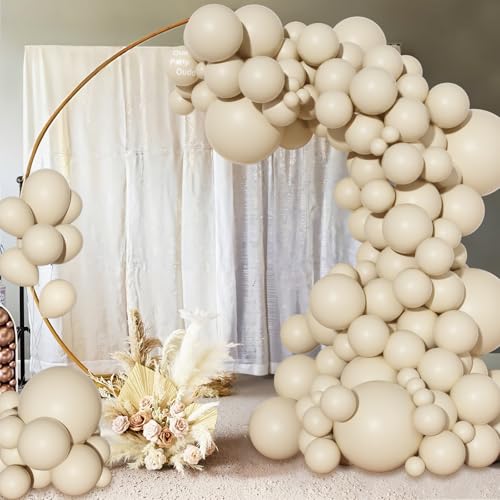129-Piece Sand White Balloon Arch Garland Kit - Boho Party Decorations